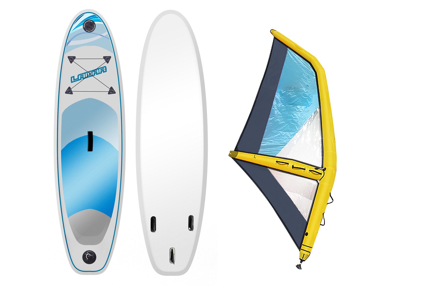 Lamar Stand Up Paddle Board Aufblasbar mit Segel Weiß/Blau - Blau/Weiß, Basics, Kunststoff (290/76/15cm)