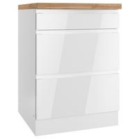 Kochfeldumbauschrank Monza B: 60 cm Weiß/Eiche Dekor - Weiß Hochglanz/Eiche Wotan, LIFESTYLE, Holzwerkstoff (60/86/60cm) - Held