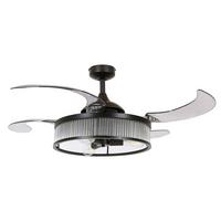 Deckenventilator Fanaway Schwarz 4-Flügel, LED-Leuchte - Transparent/Schwarz, Trend, Kunststoff/Metall (122/40cm) - P & B