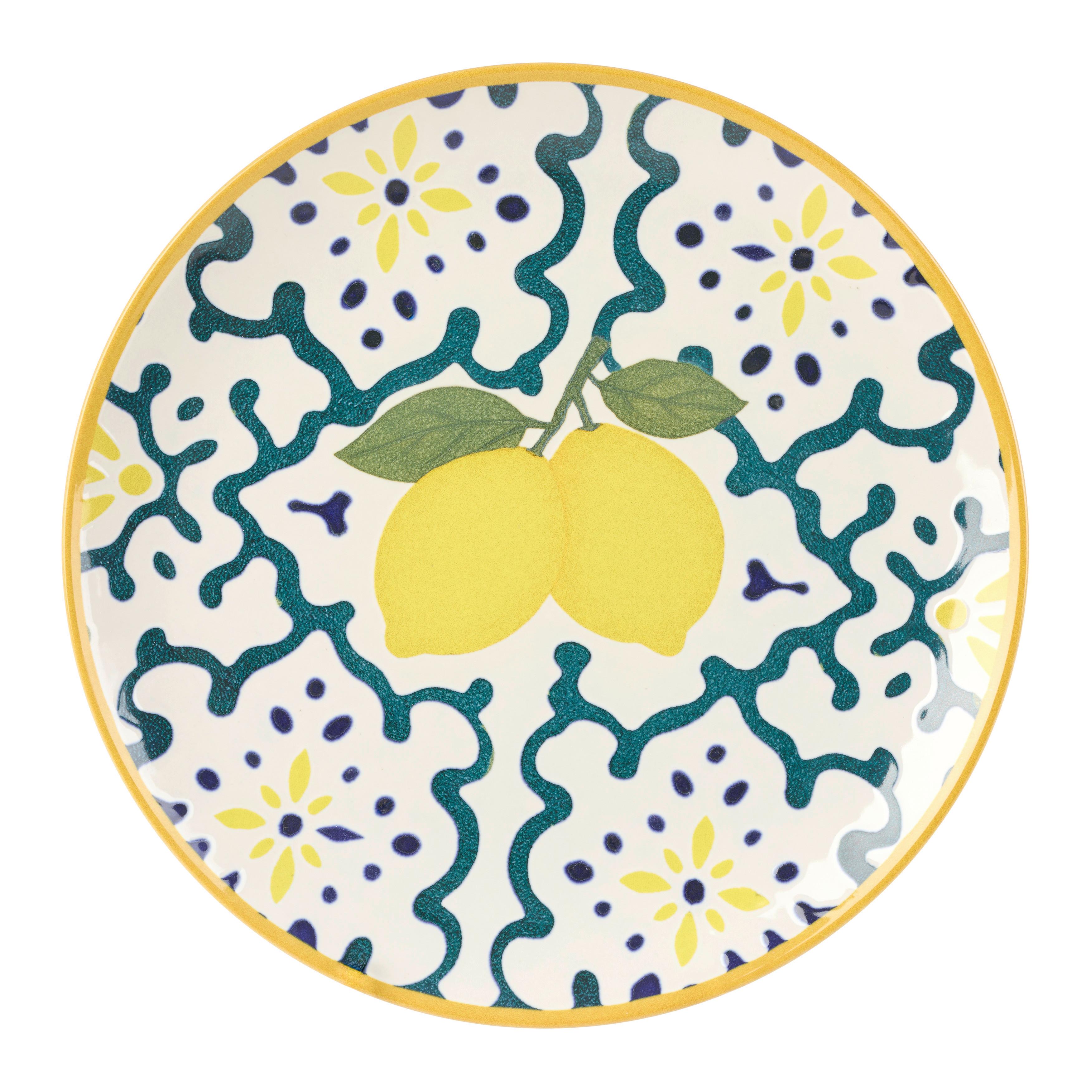 Mělký talíř LEMONS - modrá/jadeitově zelená, Konvenční, keramika (26cm) - Mömax