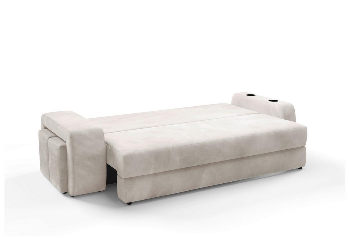 Schlafsofa Ines Creme B: 258cm - Creme/Schwarz, Design, Textil (258/98/95cm) - Livetastic
