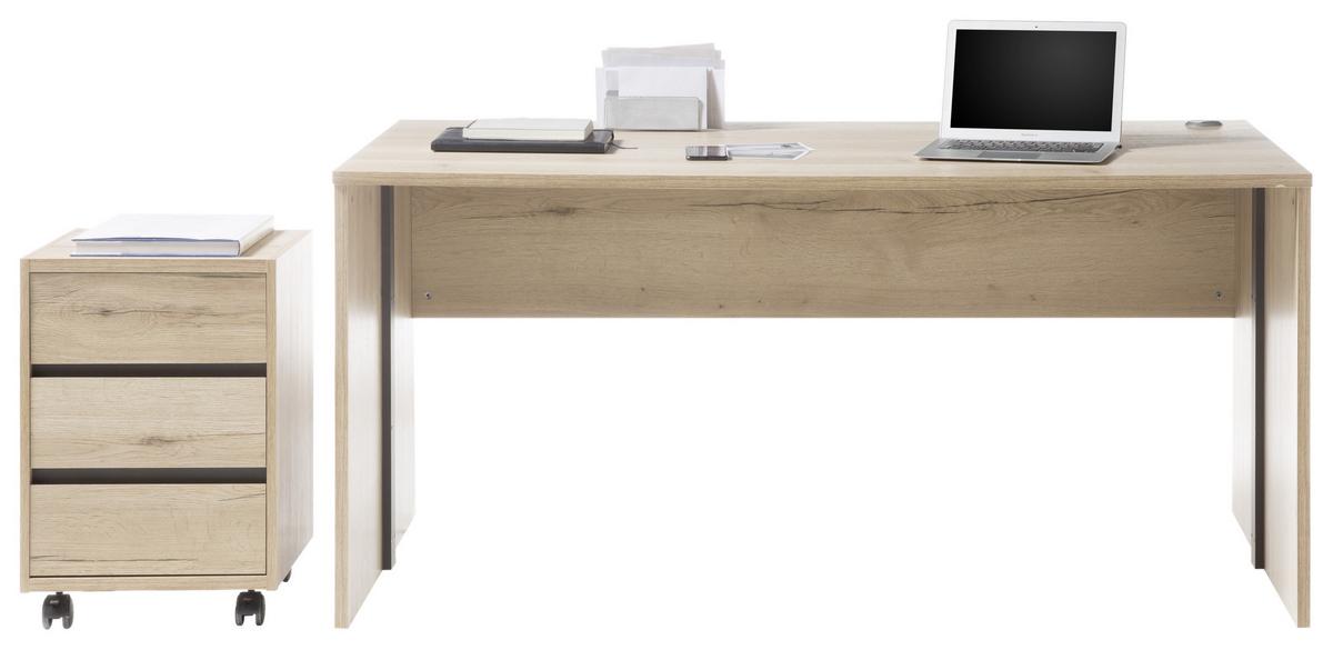 Schreibtisch B 80cm H 76cm Fjord Eichefarben Dekor - Eichefarben, Design, Holzwerkstoff (160/80/76cm) - MID.YOU
