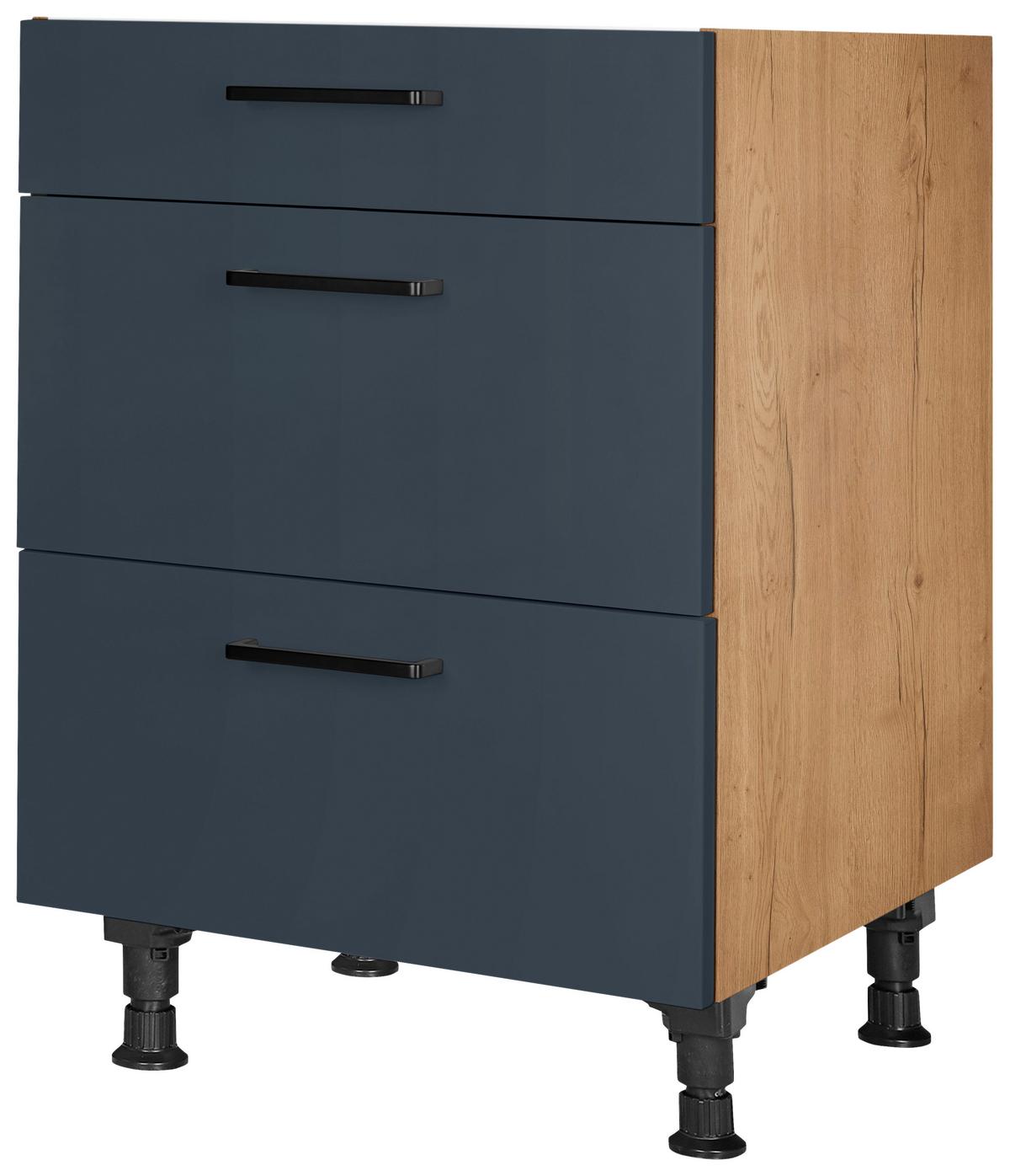 Schubkastenunterschrank Easytouch - Blau/Eichefarben, MODERN, Holzwerkstoff (60/87/56cm) - Nobilia