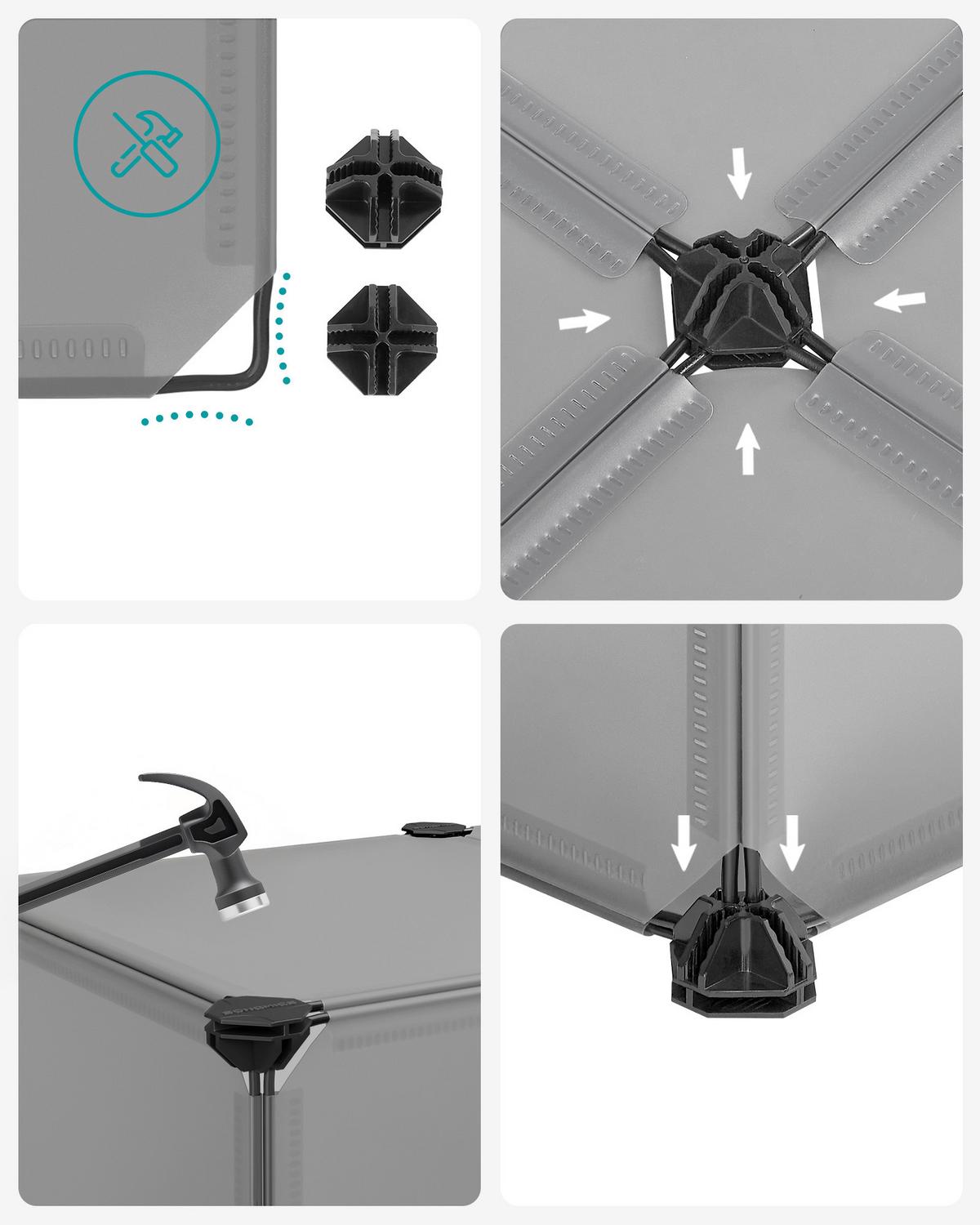 Schuhregal Grau B: 43 cm - Grau, Basics, Kunststoff/Metall (43/173/31cm)
