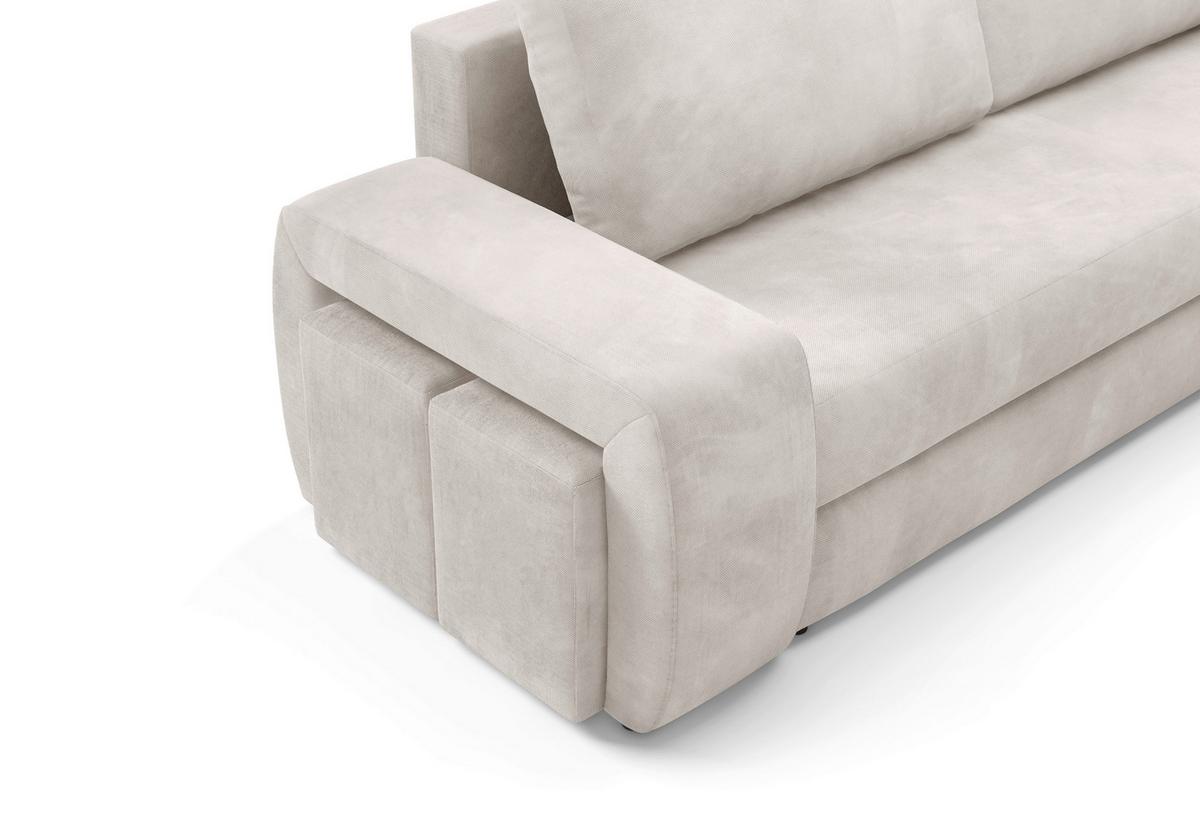 Schlafsofa Ines Creme B: 258cm - Creme/Schwarz, Design, Textil (258/98/95cm) - Livetastic