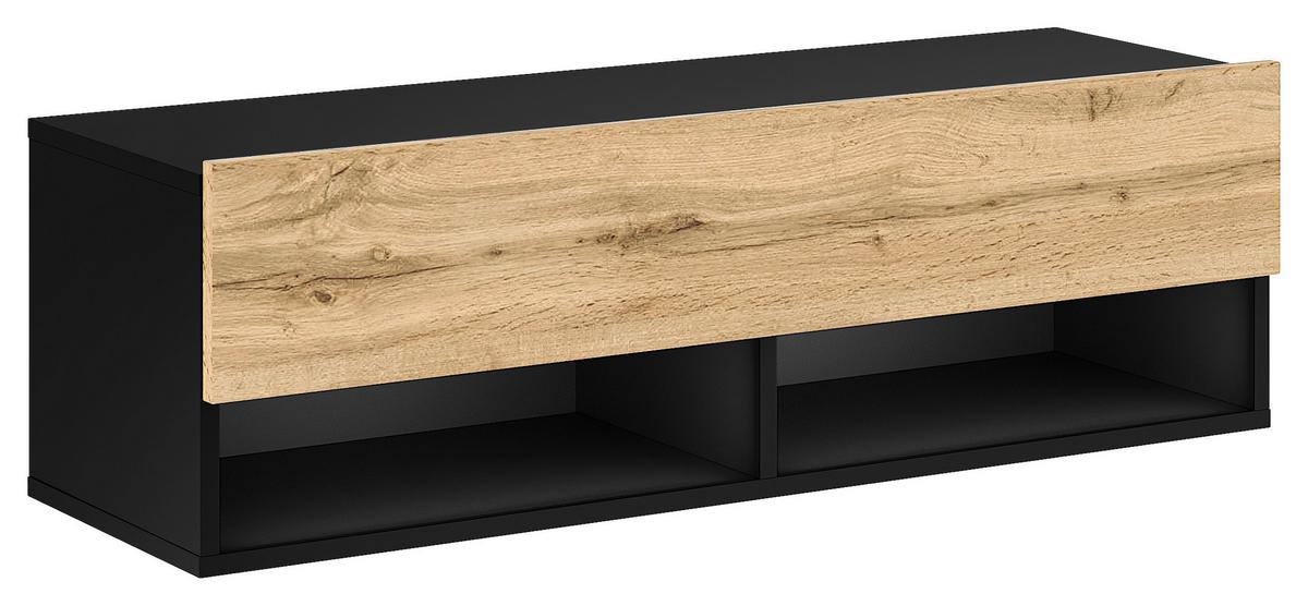 Lowboard Derby 100 - Eiche Wotan/Schwarz, Design, Holzwerkstoff (100/31,5/32,5cm) - Livetastic