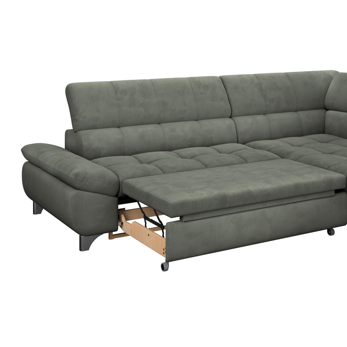 Ecksofa Gemini Grün, B: 312 cm - Chromfarben/Grün, KONVENTIONELL, Textil (312/234cm)