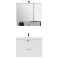 Badezimmer Fresh Weiß 3-teilig - Weiß, KONVENTIONELL, Holzwerkstoff (80/168,5/46,5cm) - Ondega