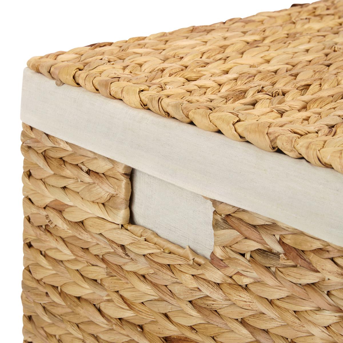 Wäschetonne mit Deckel Adalia Naturfarben, 39x28x46 cm - Creme/Naturfarben, KONVENTIONELL, Leder/Naturmaterialien (39/28/46cm) - Luca Bessoni