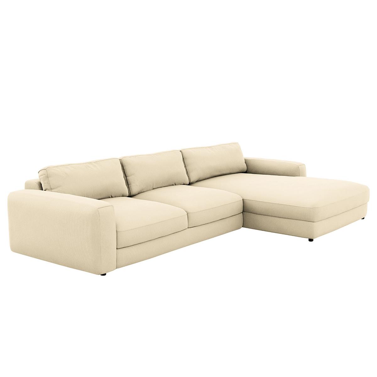 Ecksofa Bourbon, Creme S: 303x176 cm - Creme/Schwarz, MODERN, Textil (303/176cm) - Trendmanufaktur
