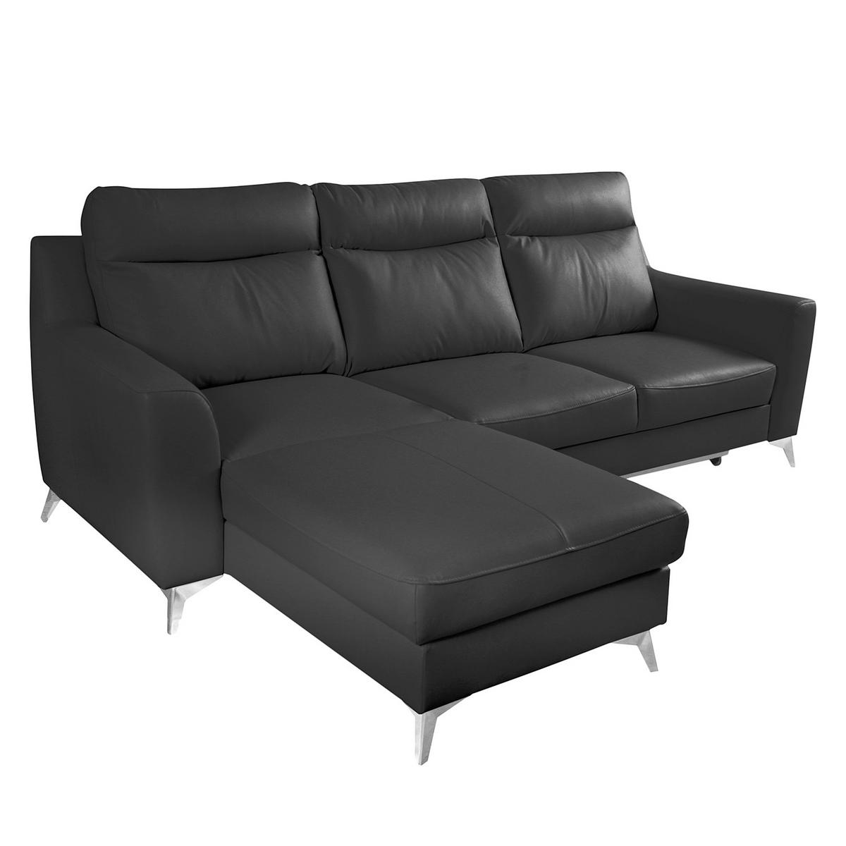 Ecksofa Gio Schwarz S: 236x168 Cm - Chromfarben/Schwarz, Design, Leder/Textil (236/168cm) - Livetastic