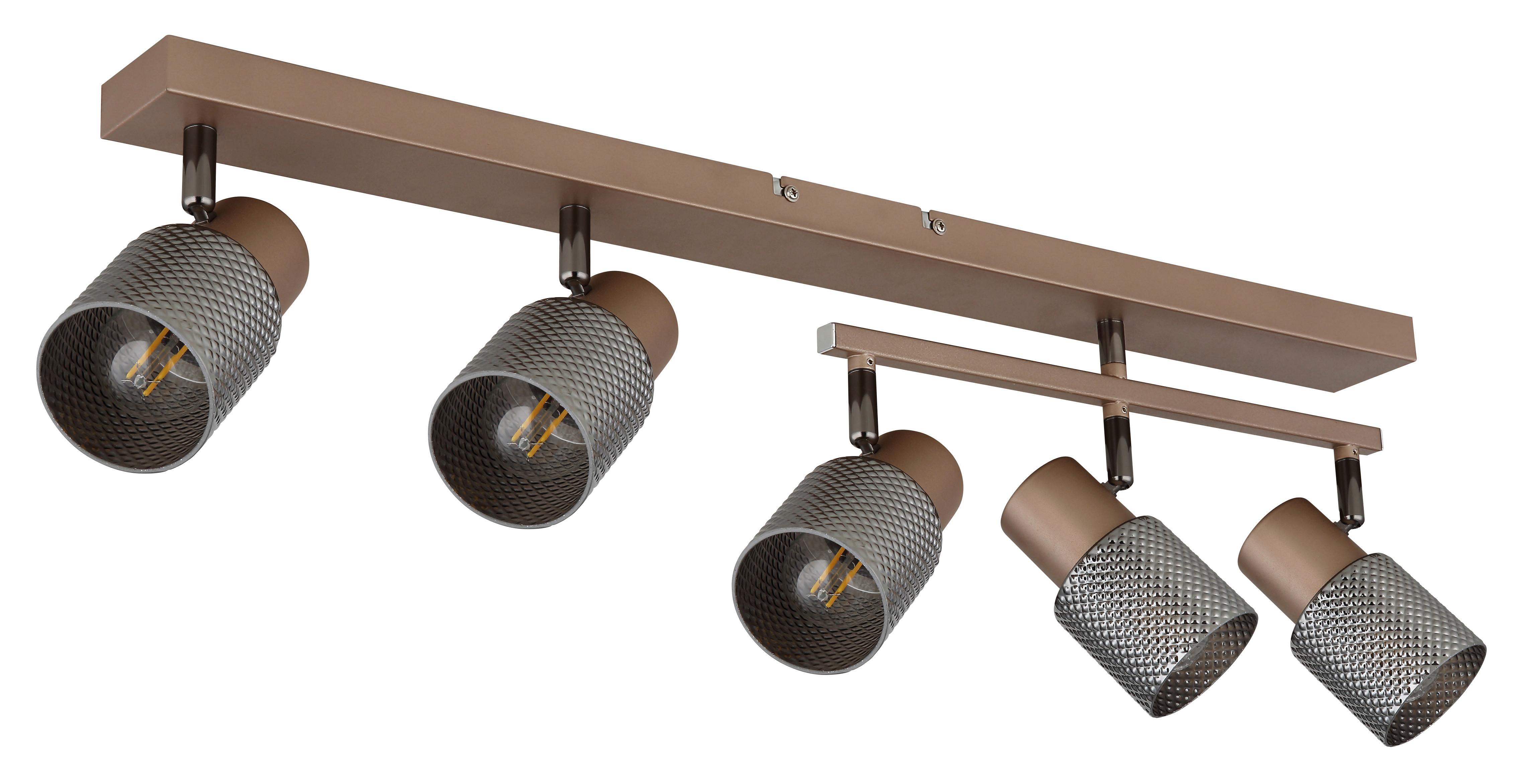 Strahler Exkl. 5xe14, 40w - Schwarzchrom/Braun, LIFESTYLE, Glas/Metall (85/49,5/12cm) - Globo