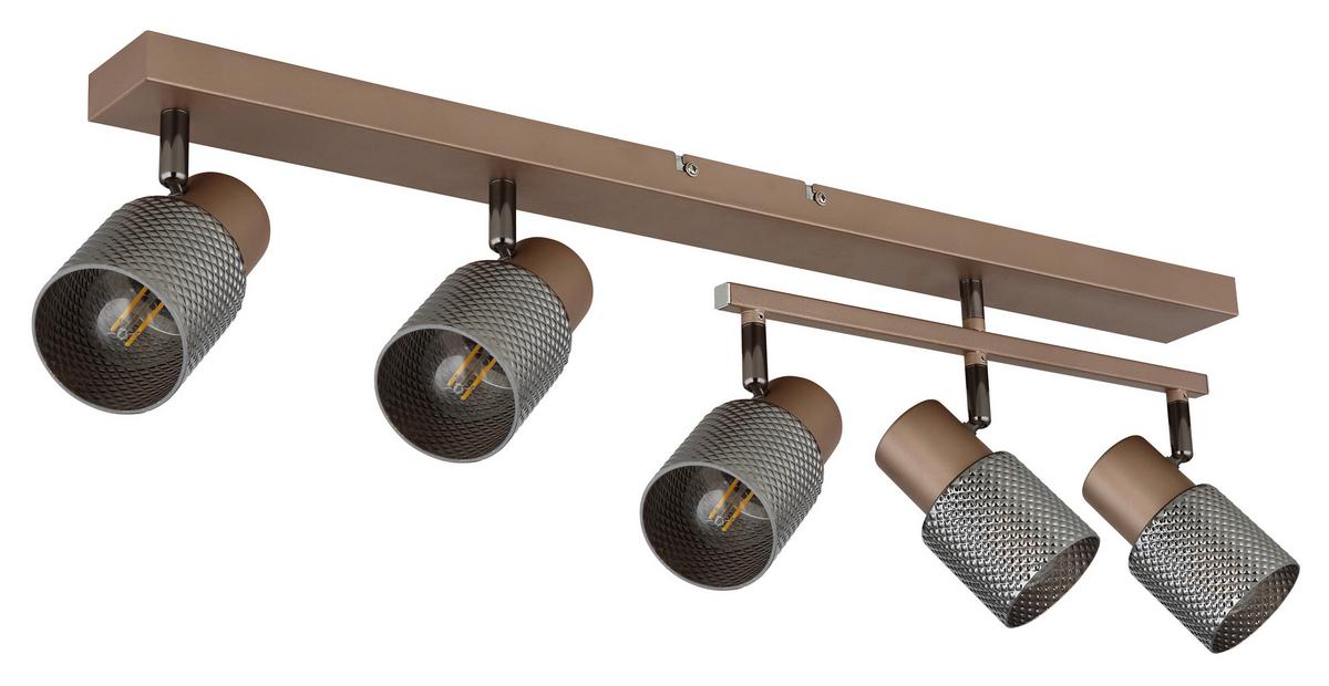 Strahler Exkl. 5xe14, 40w - Schwarzchrom/Braun, LIFESTYLE, Glas/Metall (85/49,5/12cm) - Globo