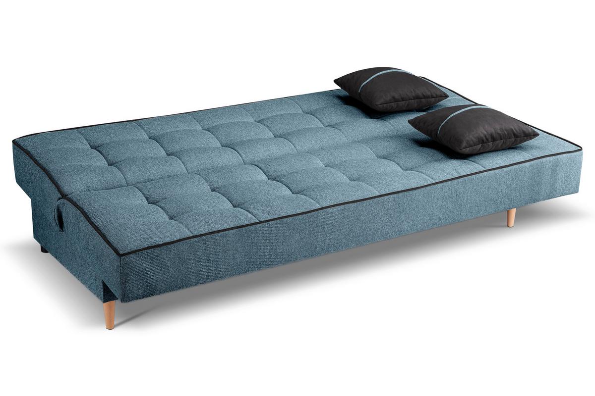 Schlafsofa Bono Blau B: 199cm - Hellbraun/Blau, Basics, Holz/Textil (199/91/91cm) - MID.YOU