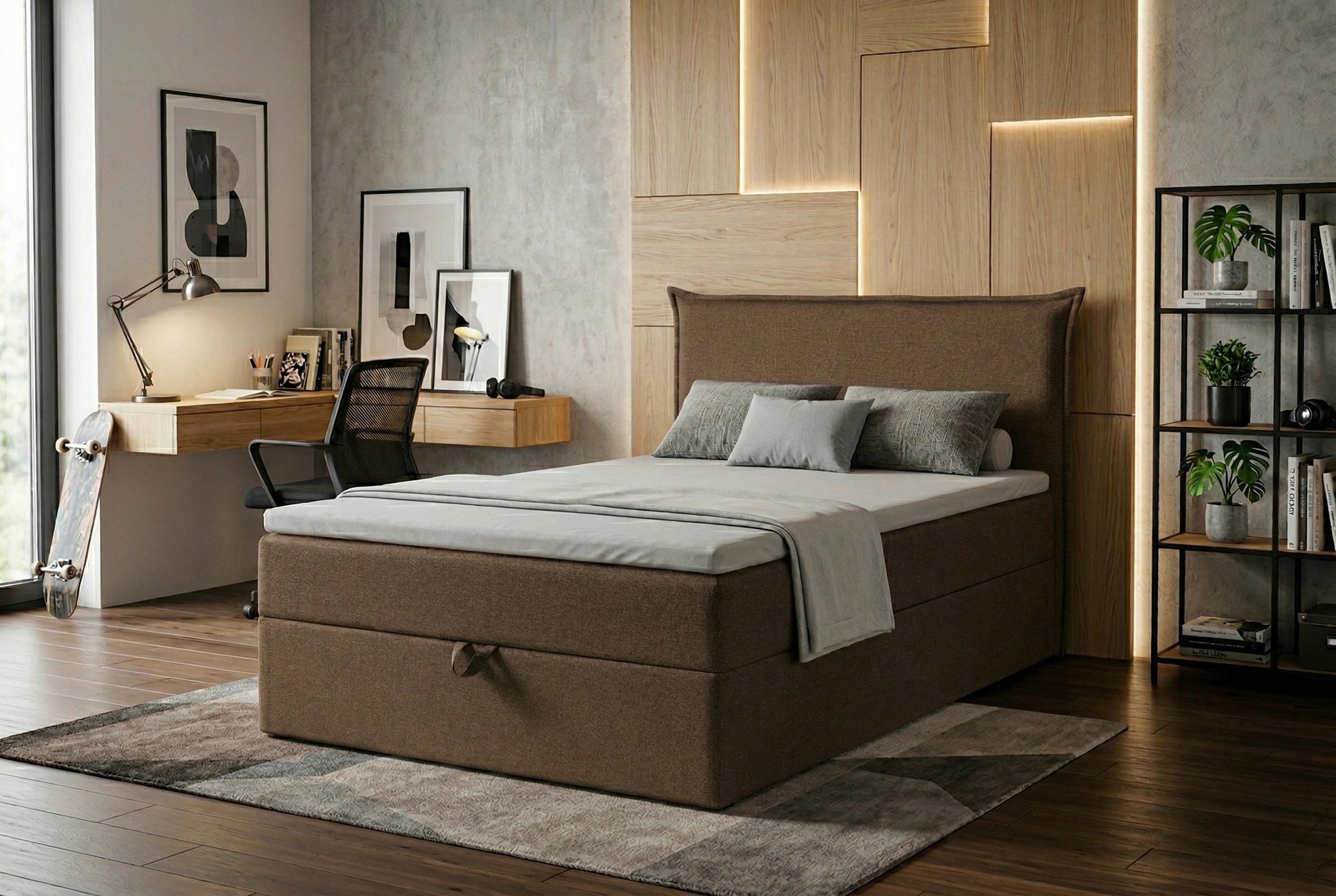Boxbett Jolly 2 120x200 Braun - Schwarz/Braun, MODERN, Holzwerkstoff/Textil (120/200cm) - MID.YOU