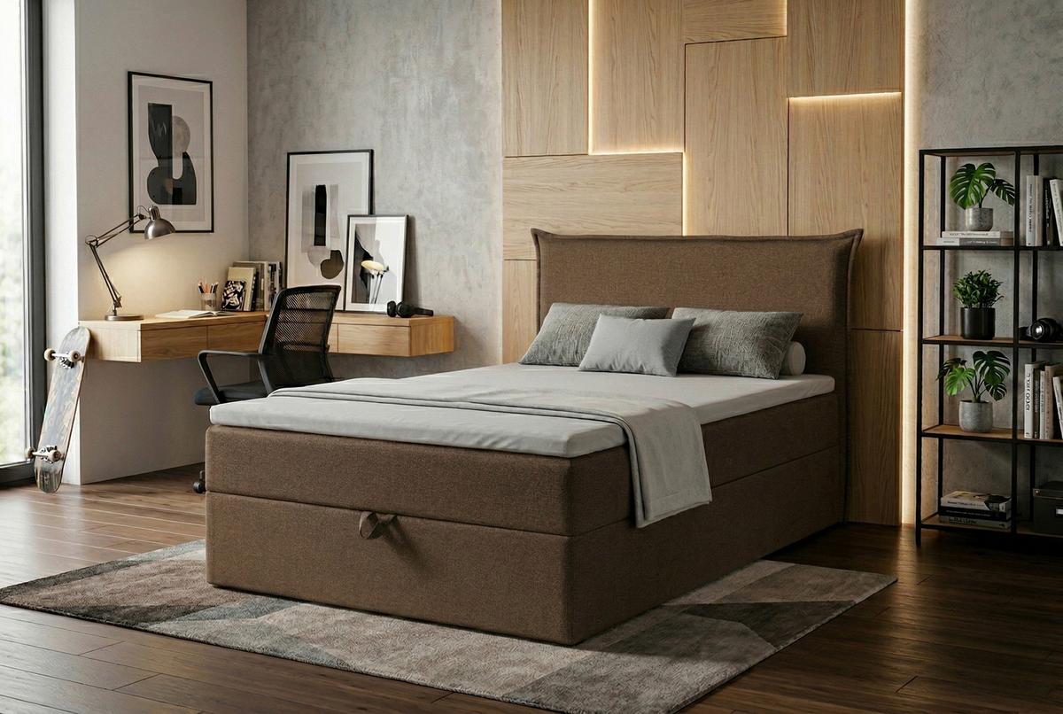 Boxspringbett Jolly 2 120x200 Braun - Schwarz/Braun, MODERN, Holzwerkstoff/Textil (120/200cm)