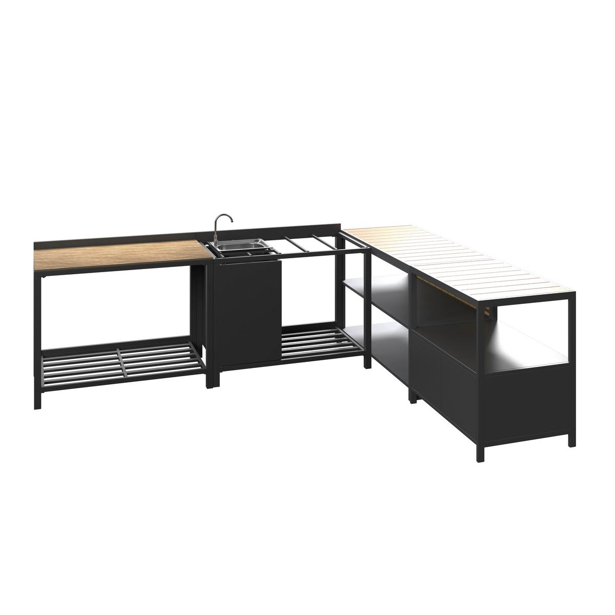 Outdoorküche Bern I - Anthrazit/Naturfarben, Basics, Kunststoff/Metall (110/90/61cm) - Beldano