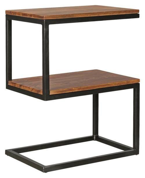 Beistelltisch mit Holzplatten S-Form Akola, Sheesham/Schwarz