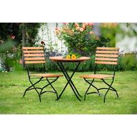 Gartenmöbel Set 3-Tlg Schlossgarten Echtholz/Metall - Schwarz/Naturfarben, ROMANTIK / LANDHAUS, Holz/Metall - Gardenson