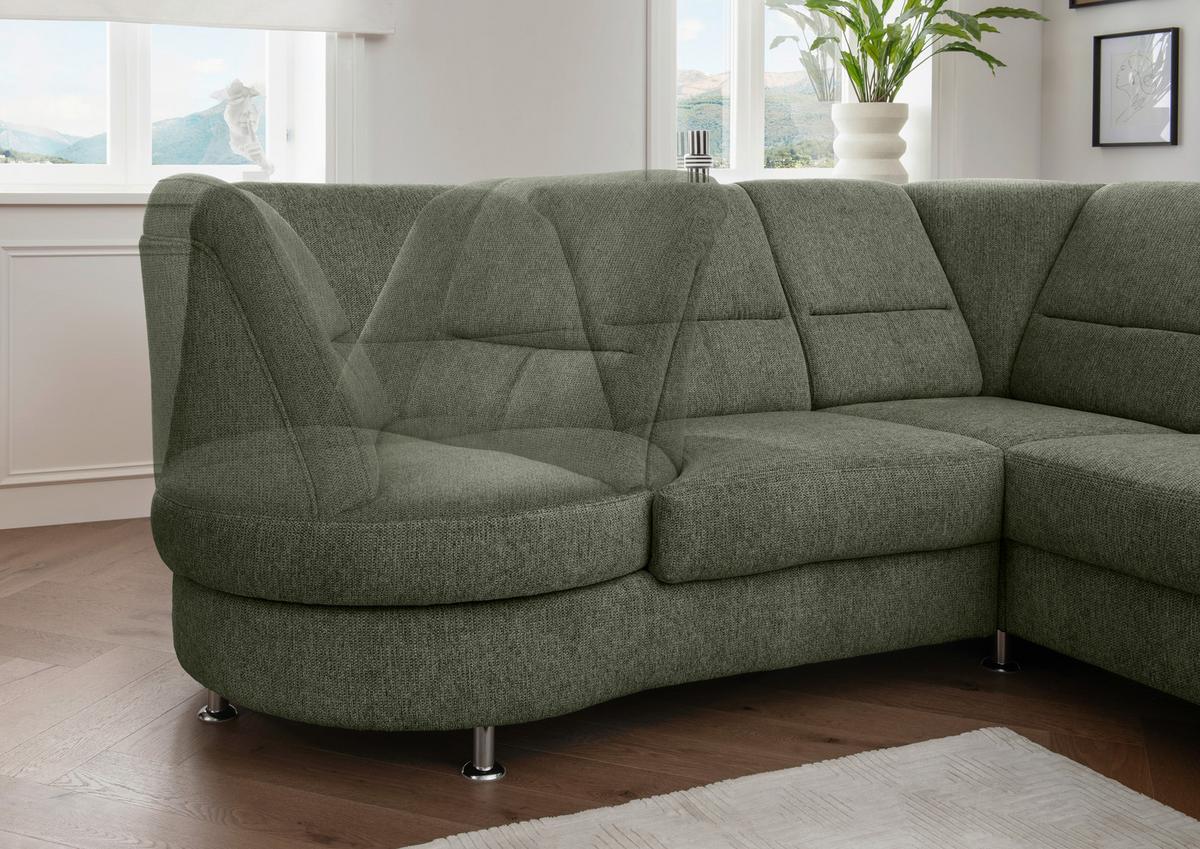 Ecksofa Mit Relaxfunktion Parole Dunkelgrün Chenille - Chromfarben/Dunkelgrün, MODERN, Textil (236/275cm) - Livetastic