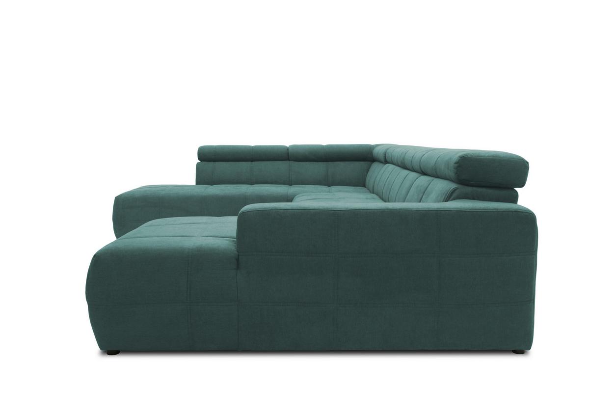 Wohnlandschaft Brandon Kopfteilverstellung Mintgrün - Schwarz/Mintgrün, Design, Textil (228/359/175cm) - MID.YOU