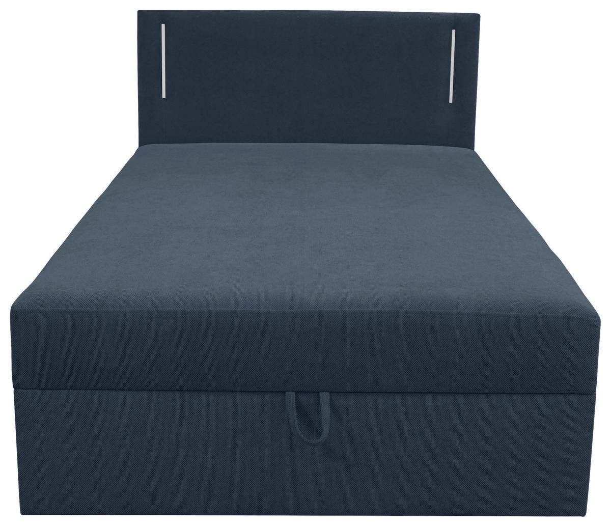 Boxbett Carlos 120 Dunkelblau B: 121 cm - Schwarz/Dunkelblau, Basics, Holzwerkstoff/Textil (121/110/210cm) - Livetastic