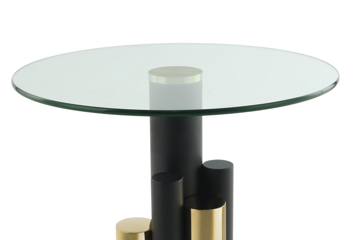 Beistelltisch Mit Glasplatte Rund Ontario, Klar/gold - Goldfarben, MODERN, Glas/Metall (46/46/52cm) - Kayoom