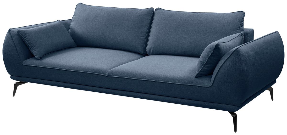 3-Sitzer-Sofa Cavo, Dunkelblau B: 249 cm - Creme/Schwarz, MODERN, Textil (249/86/118cm) - MID.YOU