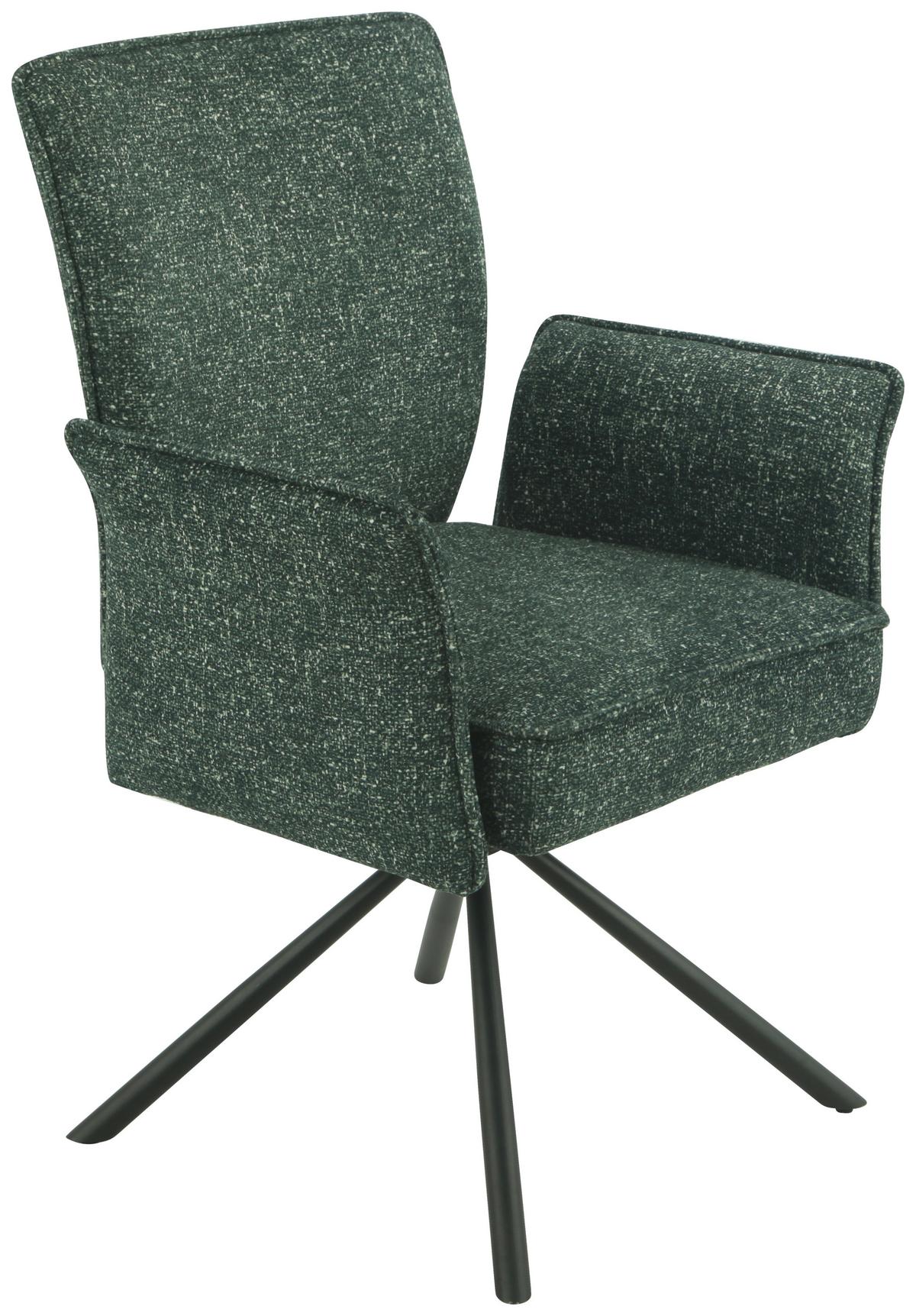 Vierfußstuhl Ellen II Webstoff Grün, B: 49 cm - Schwarz/Grün, MODERN, Textil/Metall (49/90/60cm)