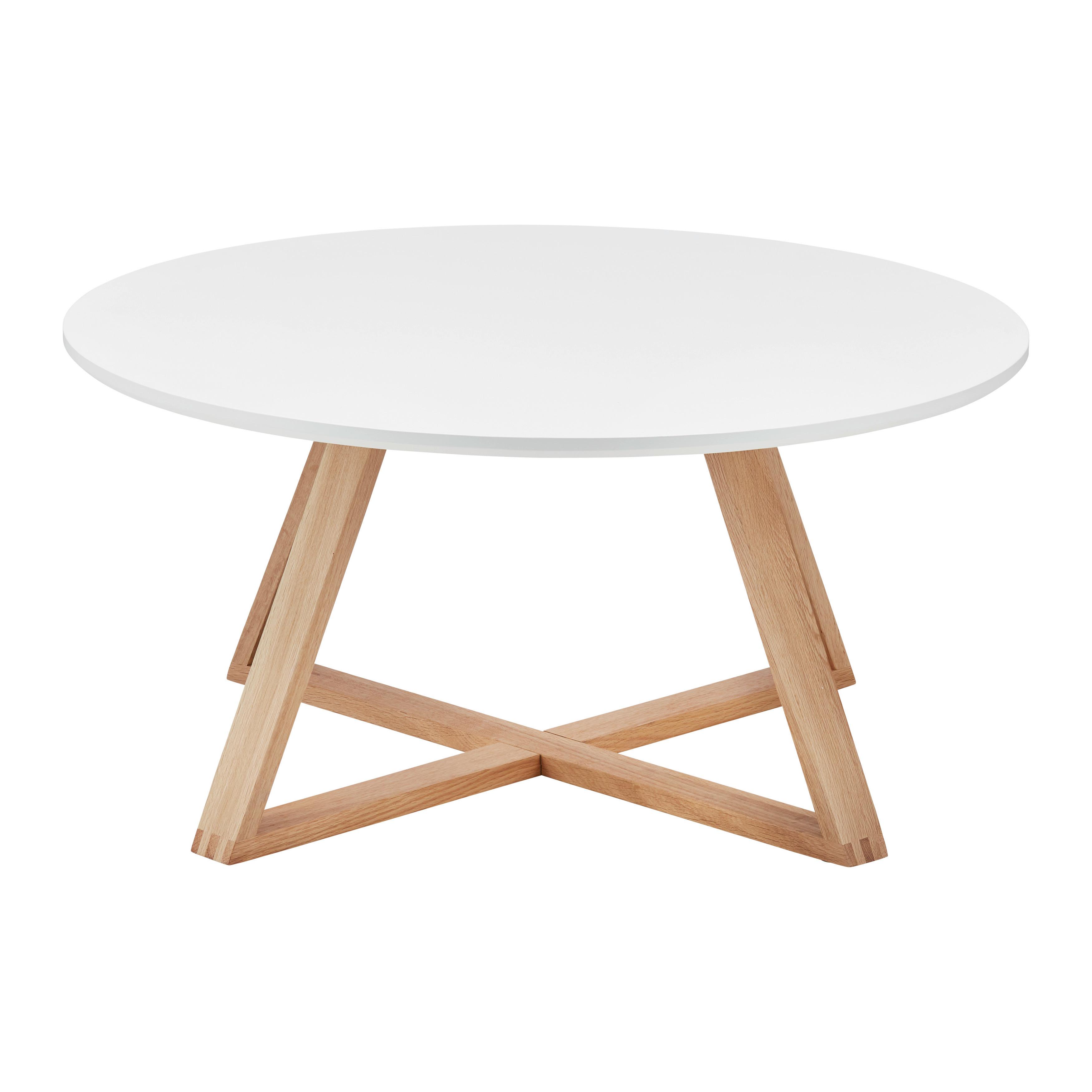 Konferenčný stolík MATTIA biela - biela/farba duba, Modern, drevo/kompozitné drevo (80/80/39cm) - Bessagi Home