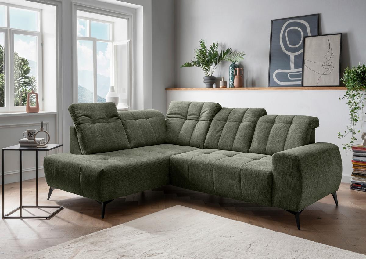 Ecksofa Sano, Grün S: 200x261 cm - Schwarz/Grün, MODERN, Textil (200/261cm) - Livetastic