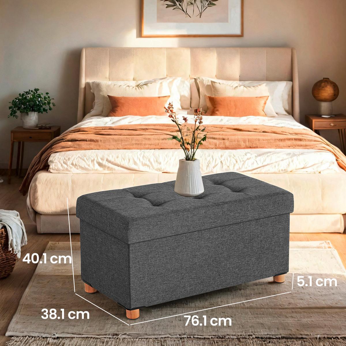 Sitzbox Grau B: 76 cm - Grau, Basics, Holzwerkstoff/Textil (76/40/38cm)