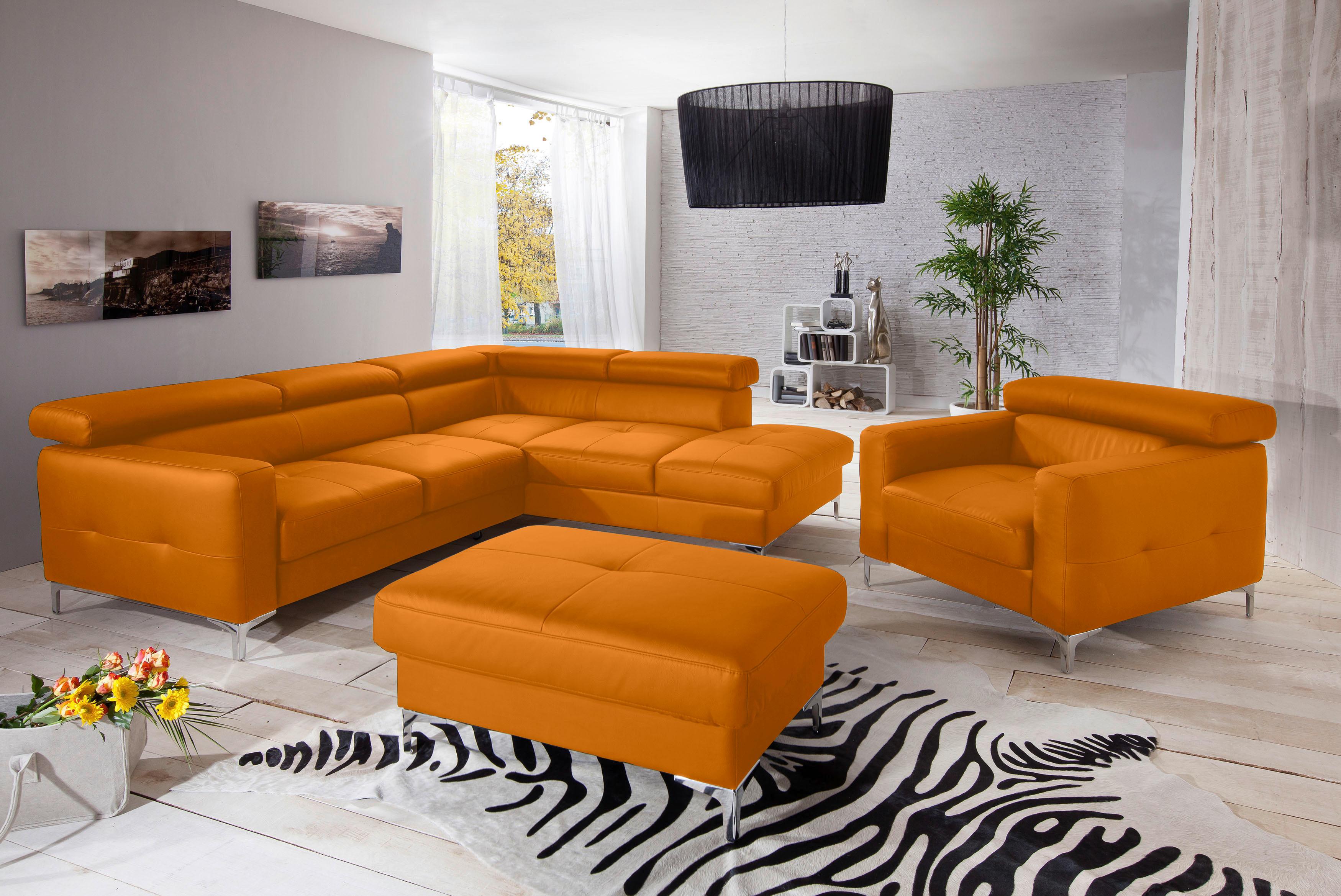 Polstersessel Sammy Gelb Leder - Chromfarben/Gelb, Design, Leder (99/78-92/106cm) - Livetastic