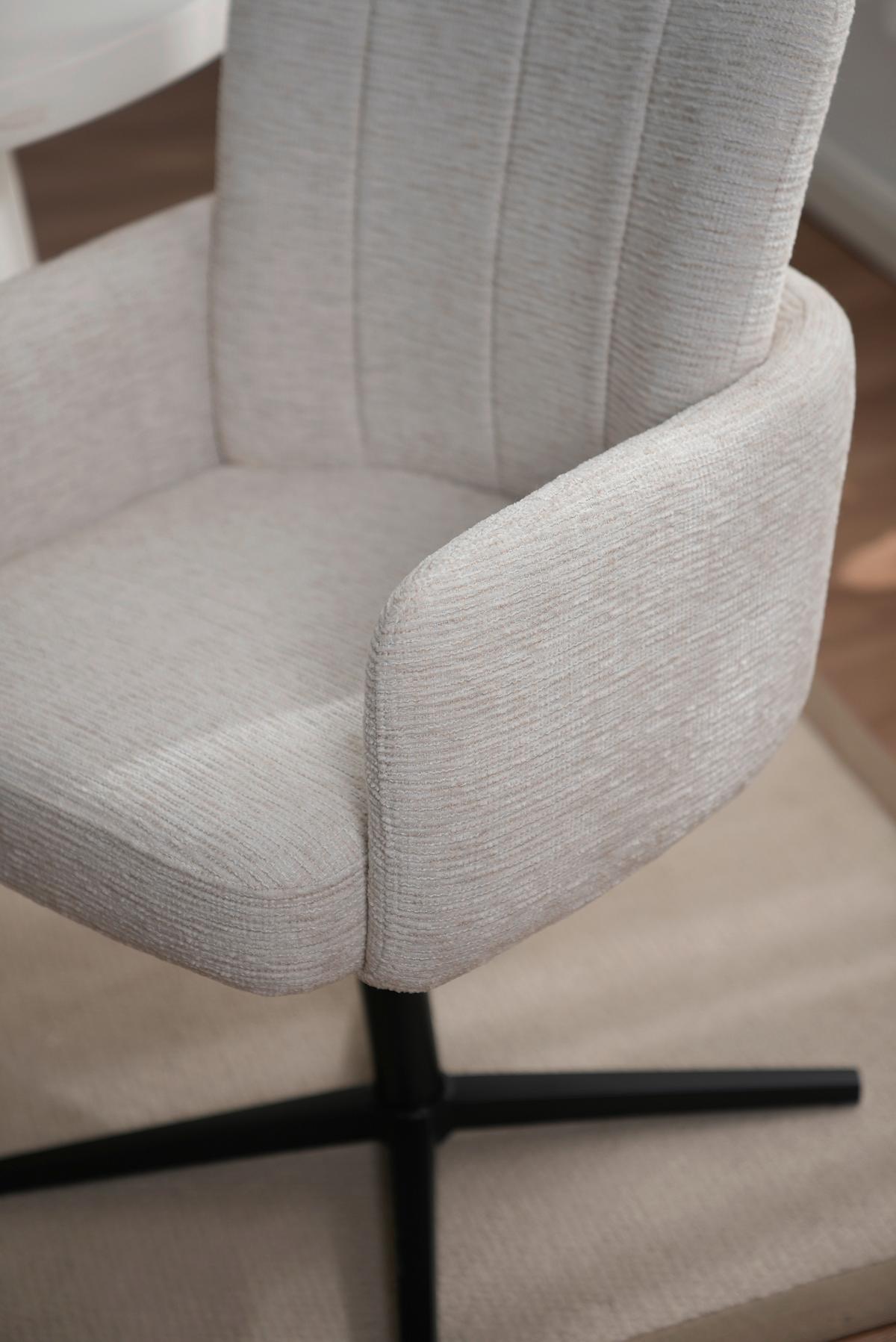 Armlehnstuhl Allison Leinenoptik Beige, B: 58 Cm - Beige/Schwarz, LIFESTYLE, Holz/Textil (58/86/64cm) - Livetastic