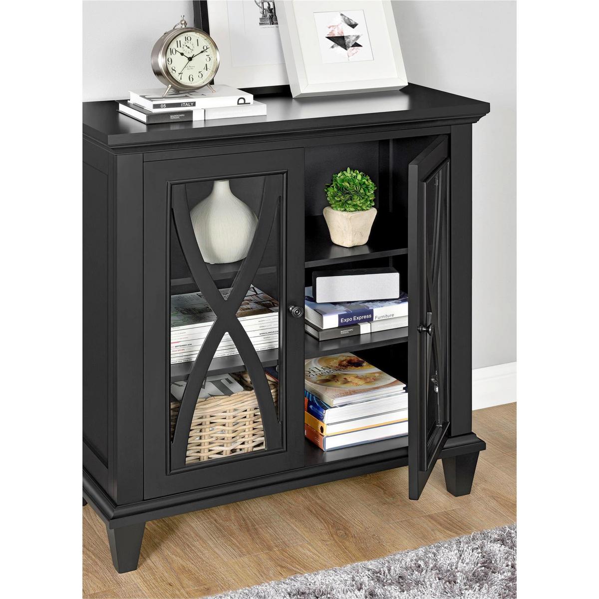 Kommode Ellington Schwarz B: 79cm - Schwarz, Design, Glas/Holzwerkstoff (79/85/37cm) - MID.YOU