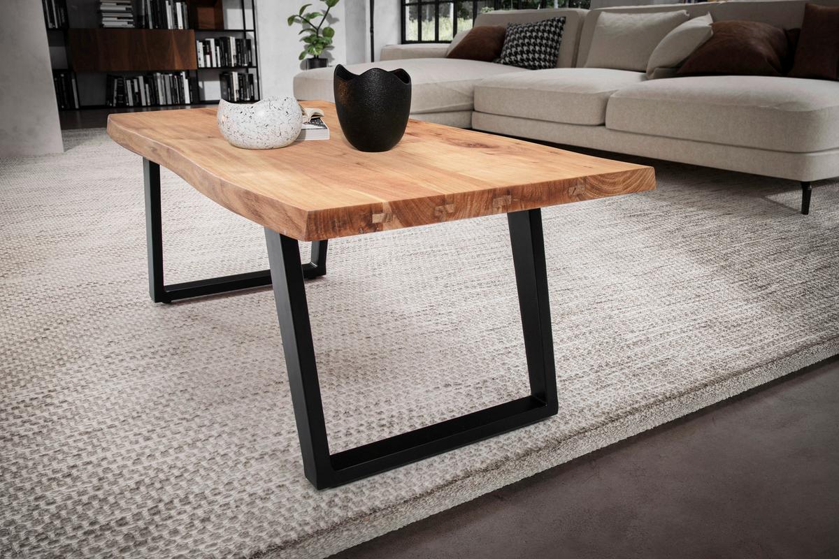 Couchtisch Couchtisch - Schwarz/Akaziefarben, Design, Holz/Metall (120/60/46cm) - MID.YOU