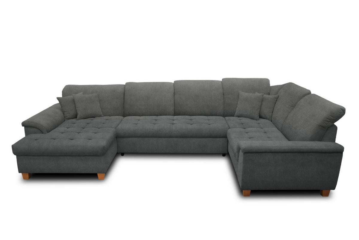 Wohnlandschaft Franzi Kopfteil Verstellbar Dunkelgrau - Eichefarben/Dunkelgrau, KONVENTIONELL, Textil (170/352/214cm) - MID.YOU