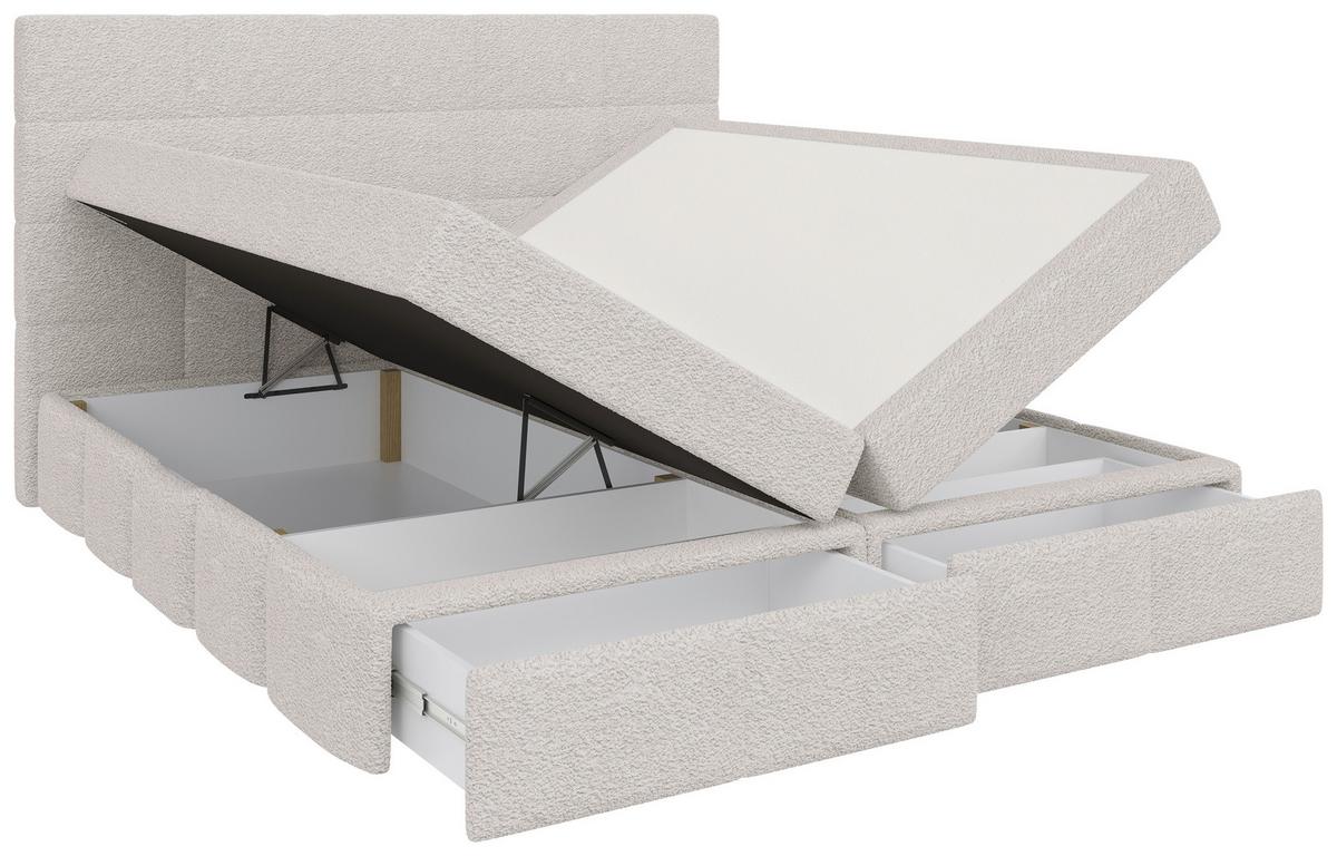 Polsterbett Alba Chenille Weiß, Lf: 180x200 Cm - Schwarz/Weiß, Trend, Textil (180/200cm)