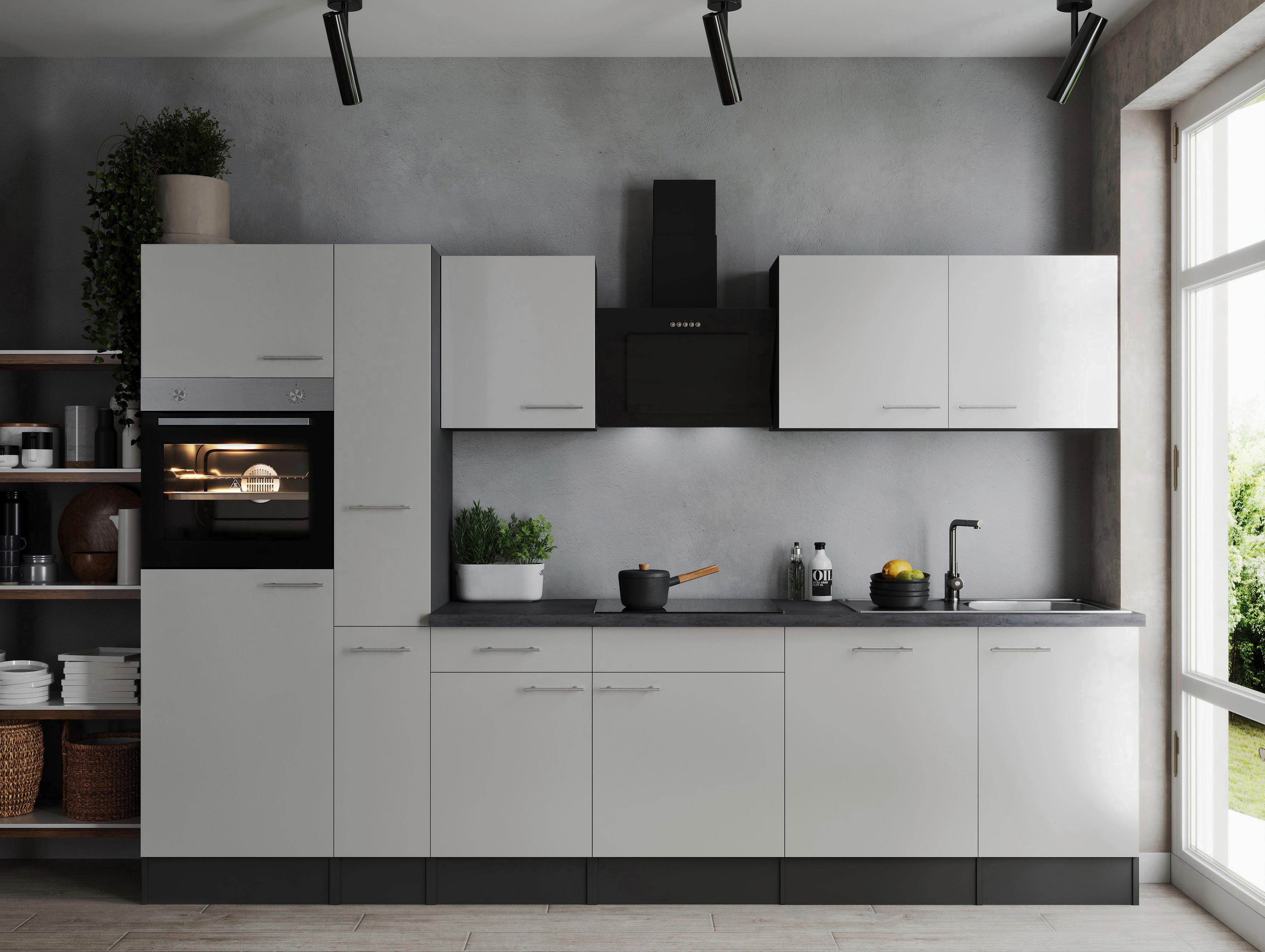 Küchenblock Oliver Grau, Weiß B: 310 cm - Weiß/Grau, Design, Holzwerkstoff (310cm) - Respekta