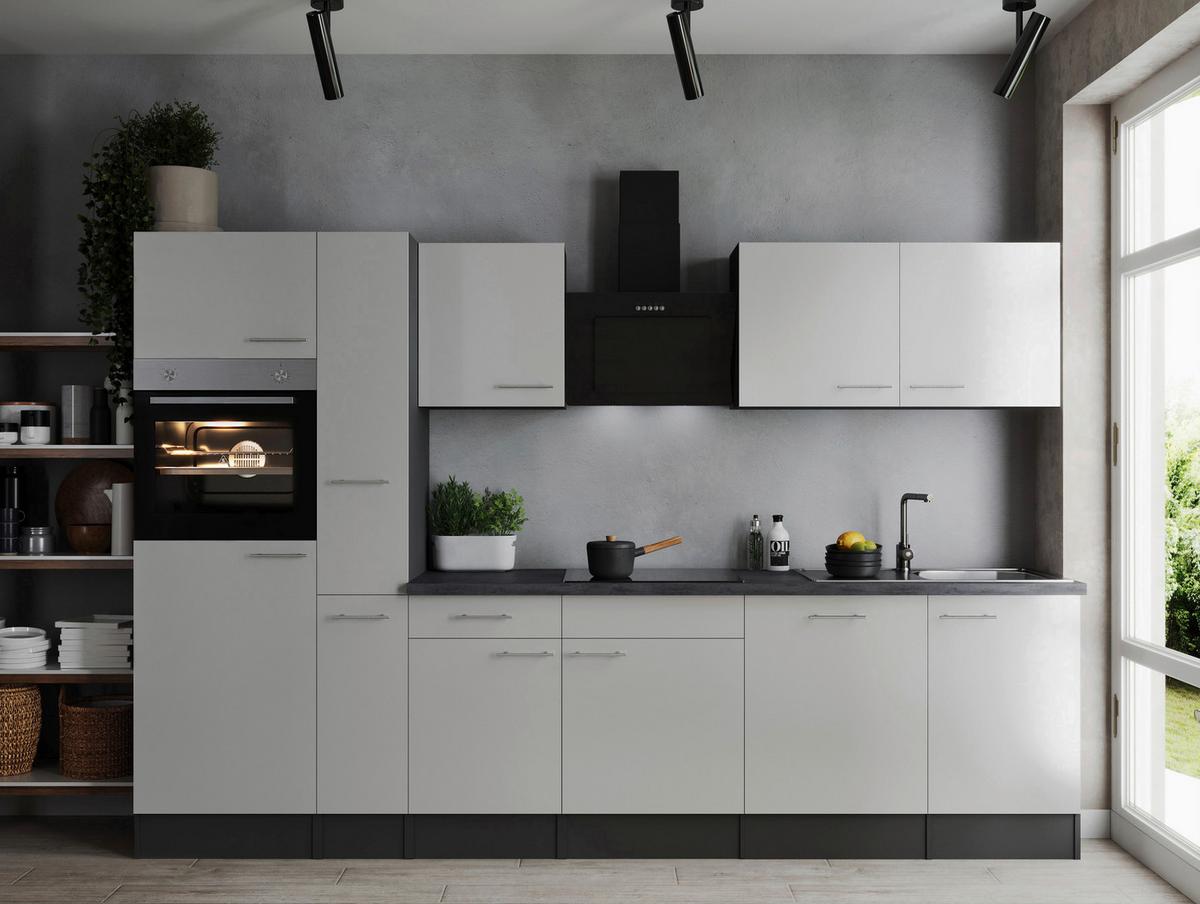 Küchenblock Oliver Grau, Weiß B: 310 cm - Weiß/Grau, Design, Holzwerkstoff (310cm) - Respekta