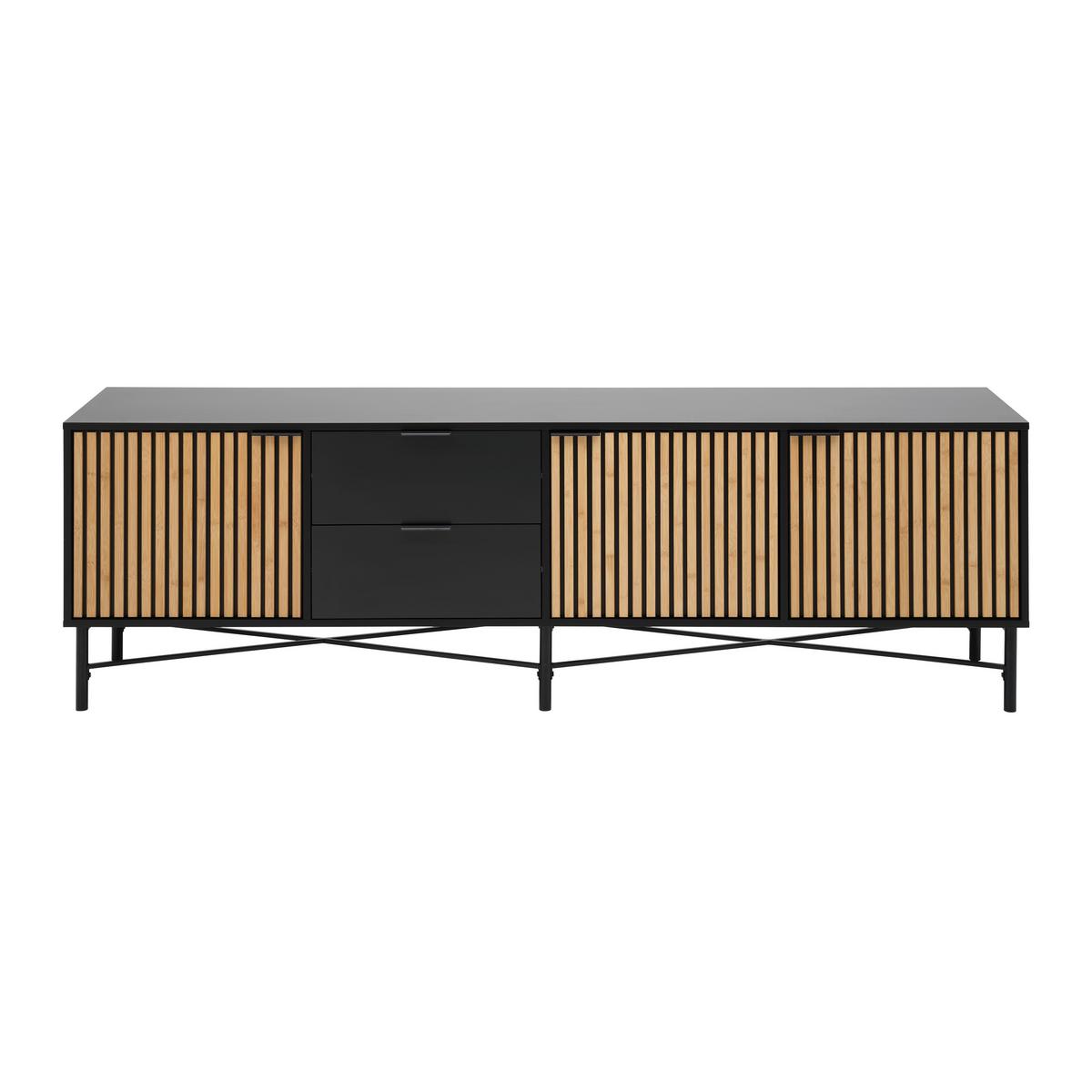 TV komoda MADRID - černá/barvy dubu, Moderní, kov/dřevo (195/60/40cm) - Mömax