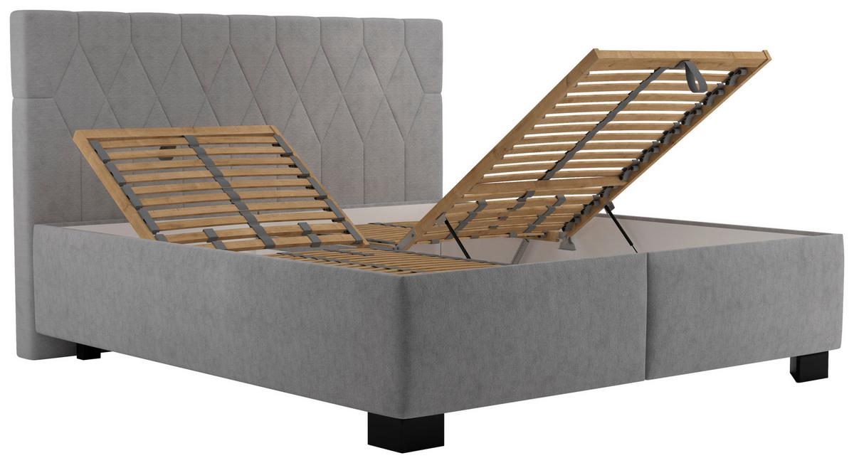 Čalúnená posteľ FERAMA 180x200 cm, sivá - čierna/sivá, Modern, drevo/textil (180/200cm)