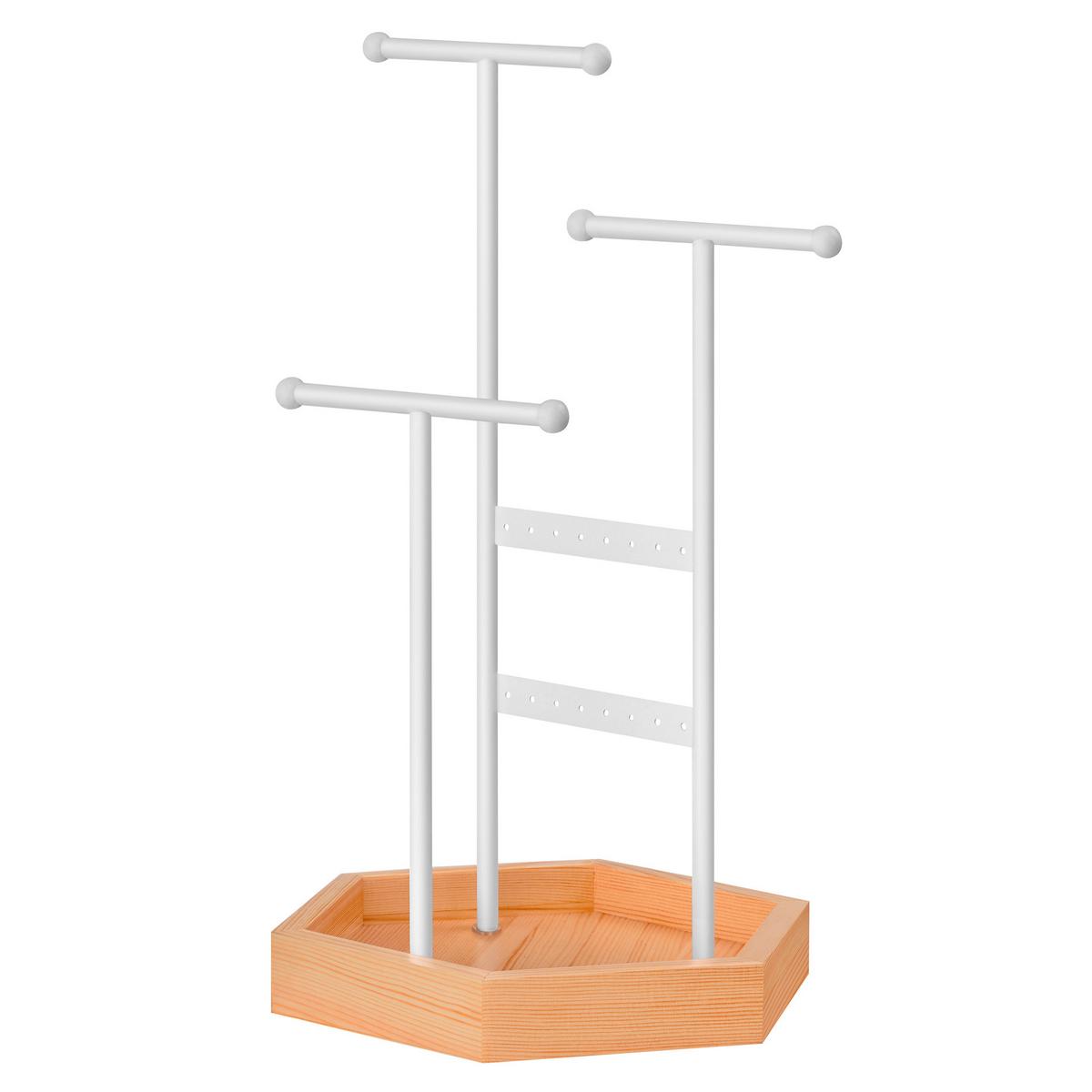 Schmuckhalter Weiß, Braun D: 20,5 cm - Braun/Weiß, Basics, Holz/Metall (20,5/36cm)