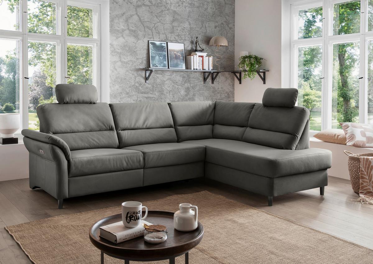 Ecksofa Cavoli, Grau S: 266x190 cm - Schwarz/Grau, MODERN, Textil (266/190cm) - Livetastic