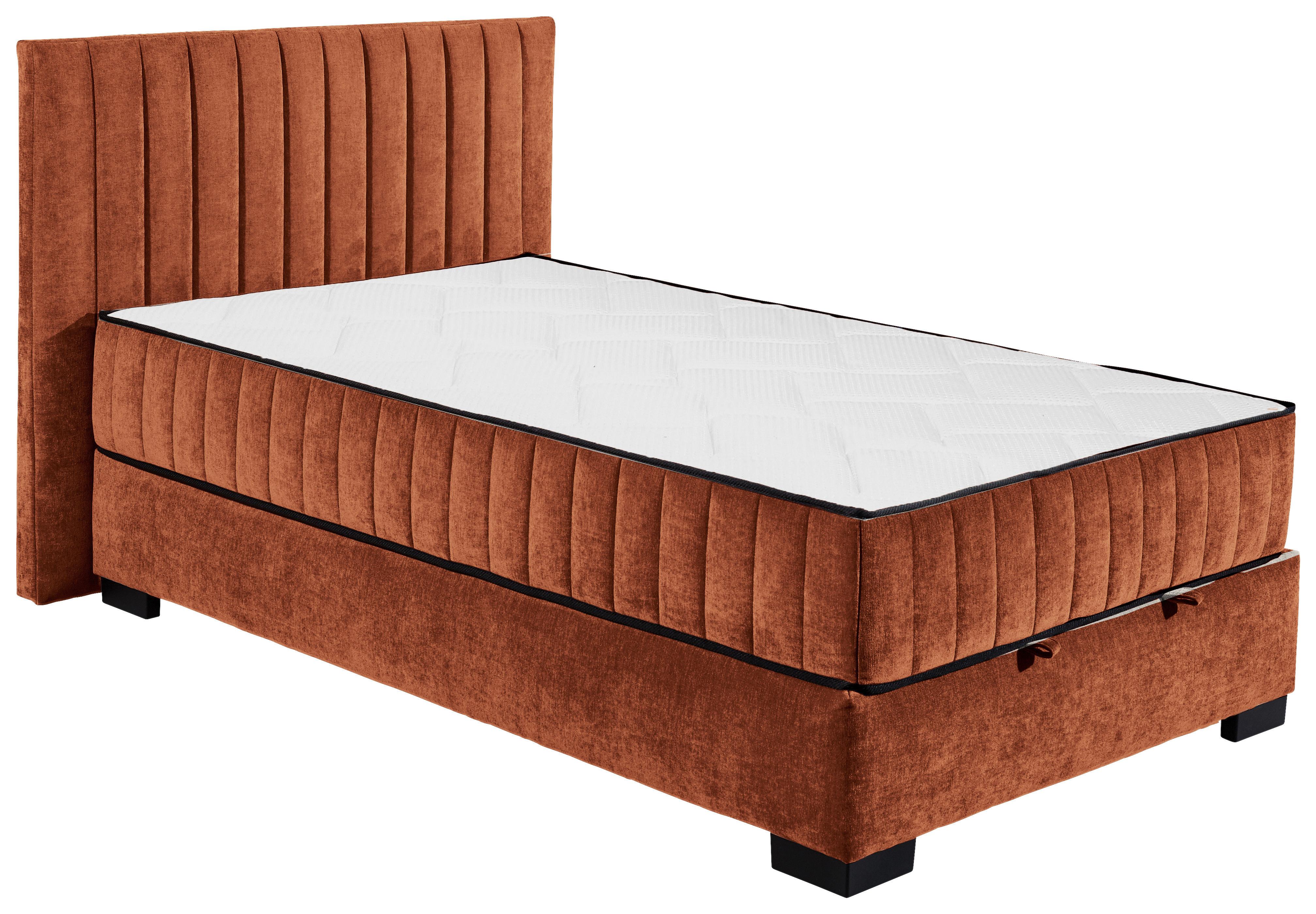Boxbett Nagol C - Cognac/Schwarz, MODERN, Holzwerkstoff/Textil (120/200cm) - MID.YOU