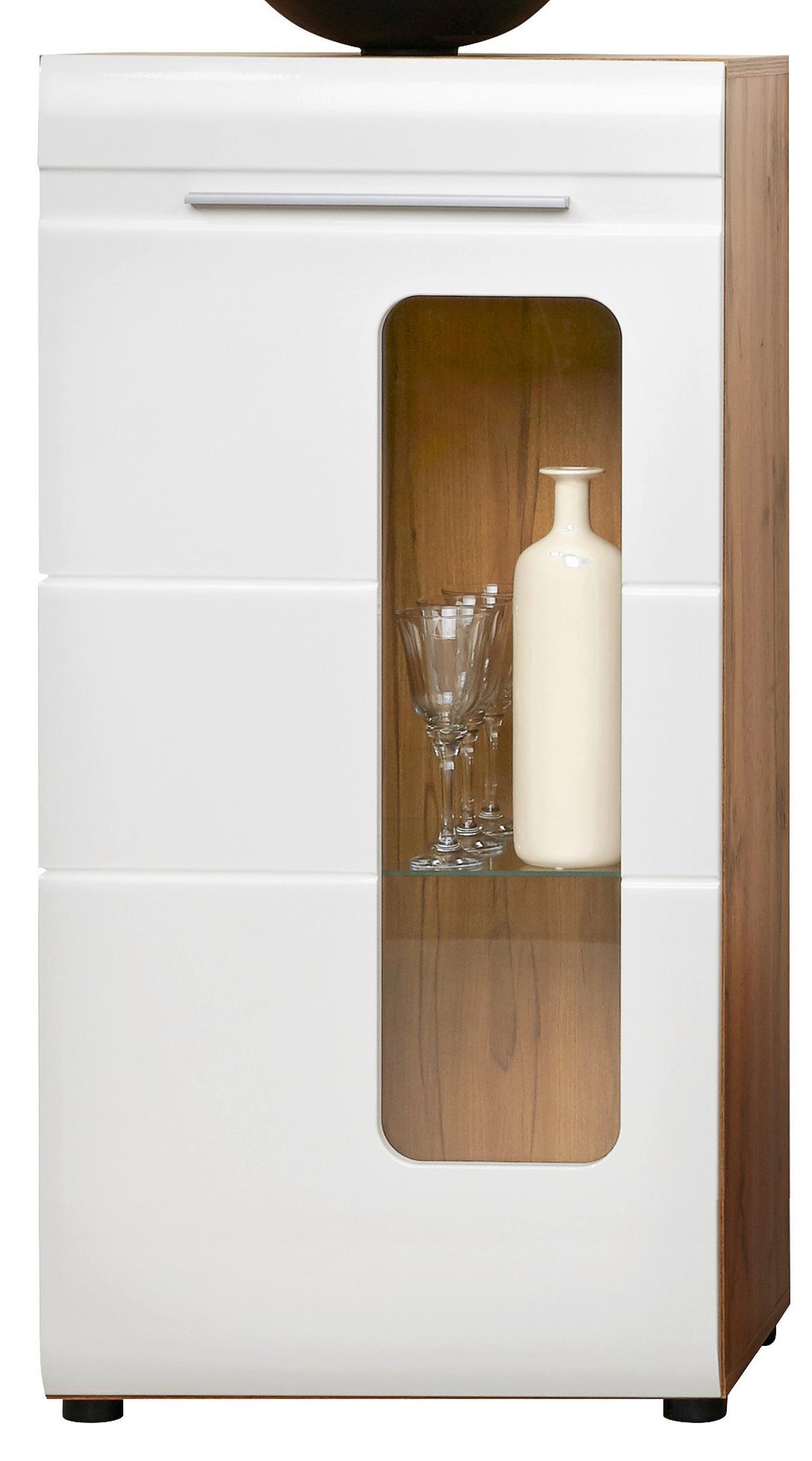 Wohnwand Modern 4 Tlg. Bailamos, Weiß/eiche Dekor - Eichefarben/Schwarz, MODERN, Glas/Holzwerkstoff (235/199,1/41,6cm)