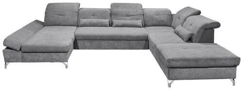 Ecksofa Melfi Dunkelgrau U: 168 cm - Dunkelgrau/Silberfarben, MODERN, Textil (168/350/245cm) - MID.YOU