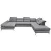 Ecksofa Melfi Dunkelgrau U: 168 cm - Dunkelgrau/Silberfarben, MODERN, Textil (168/350/245cm) - MID.YOU