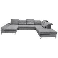 Ecksofa Melfi Dunkelgrau U: 168 cm - Dunkelgrau/Silberfarben, MODERN, Textil (168/350/245cm) - MID.YOU