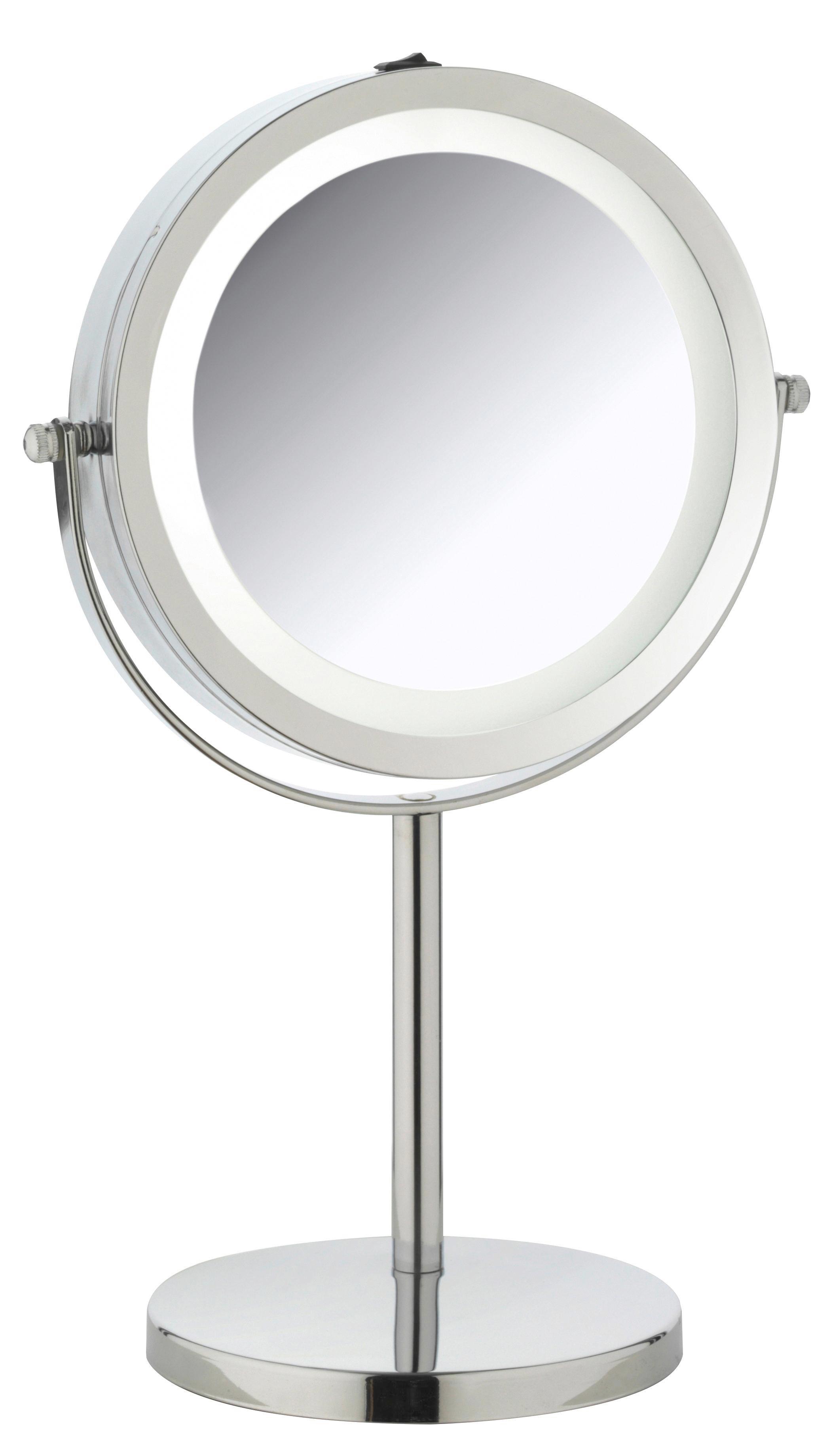 Kosmetikspiegel H: 33 cm - Chromfarben, KONVENTIONELL, Kunststoff/Metall (17/33cm)